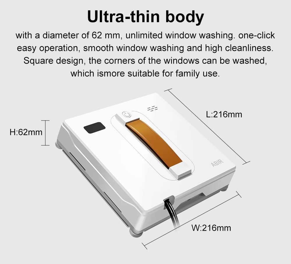 ABIR WD8 Robot Window Vacuum Cleaner,Dual Water Spray,Laser Sensor,Smart Home Glass Wall Wet Dry Cleaning ,APP&Remote Control.ABIR WD8 Robot Window Vacuum Cleaner, Dual Water Spray, Capteur laser, Nettoyage sec mural à sec en verre domestique intelligent,