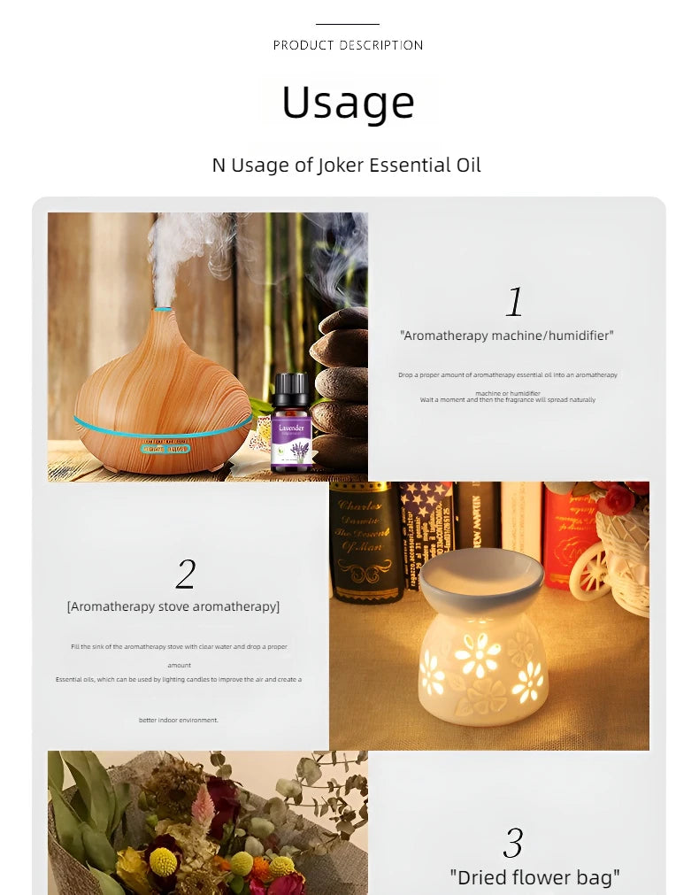 18 Flavors Essential Oils for Aroma Diffuser Air Humidifier Home Water-soluble 10ml Air Freshener Scents Fragrance Oil Perfume.18 saveurs Huiles essentielles pour diffuseur d'arôme Humidificateur d'air Home 10ml Air-soluble Air Freshener parfums .
