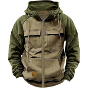 Veste à Capuche Homme Hiver Polaire Chaude Multi-Poches