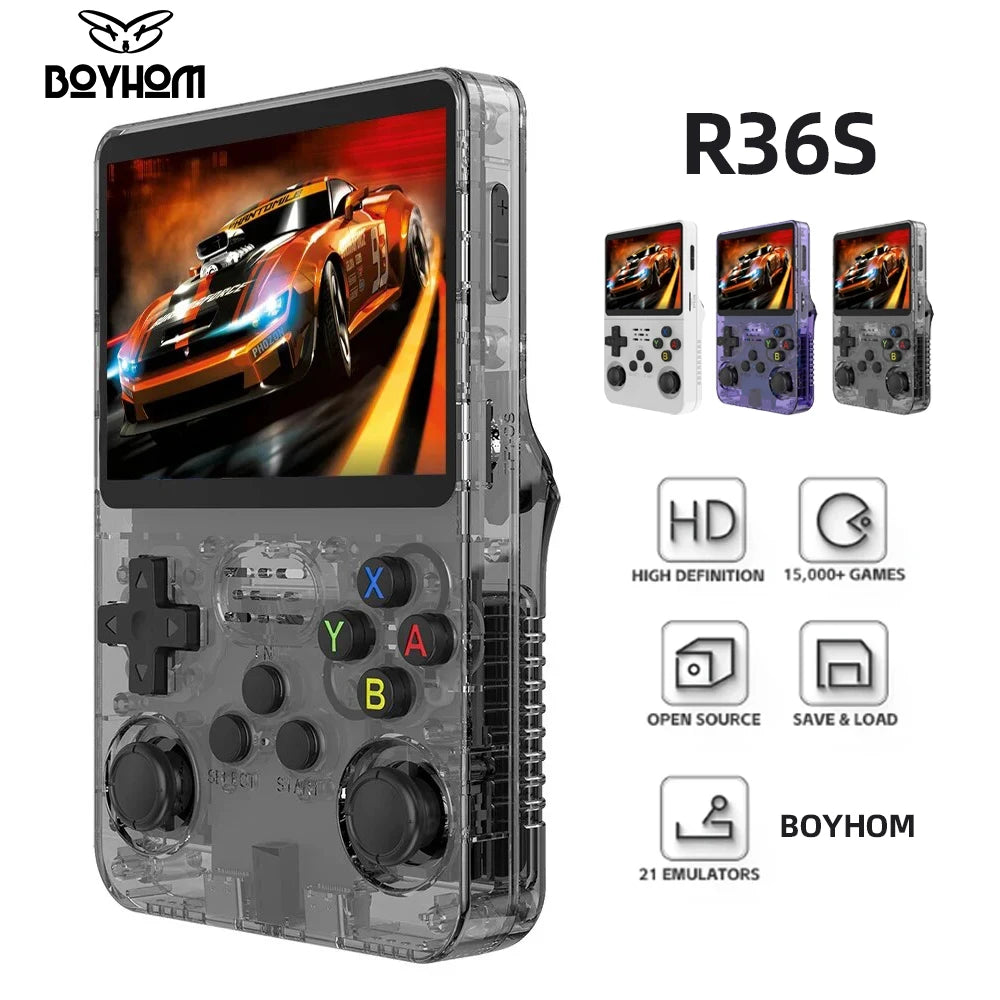 BOYHOM R36S Retro Handheld Video Game Console Linux System 3.5 Inch IPS Screen R35s Pro Portable Pocket Video Player 64GB Games.BOYHOM R36S Rétro Console de jeu vidéo portable Linux System 3.5 Inch IPS Screen R35s Pro Portable Pocket Video Player 64 Go