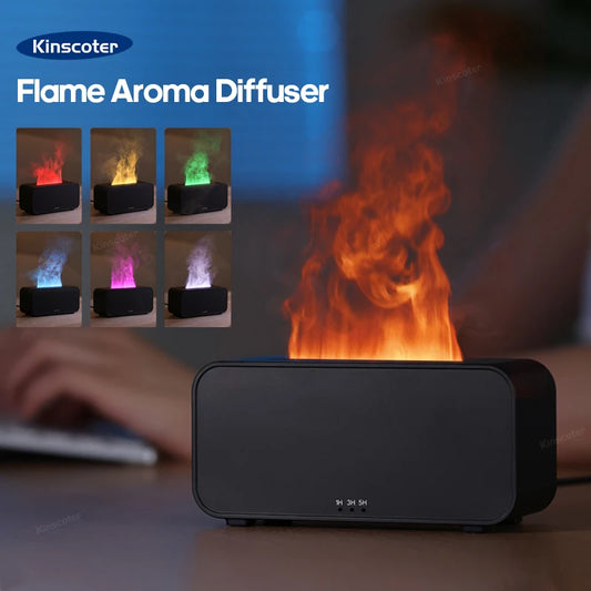 New Mini Aroma Diffuser Air Humidifier Ultrasonic Cool Mist Maker Fogger LED Essential Oil Flame Lamp Difusor.  Un nouveau diffuseur d'air mini-arôme humidificateur ultrasonique de brouillard froid fabricant de brouillard LED Lampe à huile essentielle Dif
