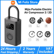 Xiaomi Mijia Portable Electric Air Compressor 2/2D, Air Pump 2, Smart Digital Tire Pressure Detection Inflator For Car, Bicycle.Xiaomi Mijia Compresseur d'air électrique portable 2/2D, pompe à air 2, gonfleur numérique intelligent de détection de pression