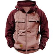 Veste à Capuche Homme Hiver Polaire Chaude Multi-Poches
