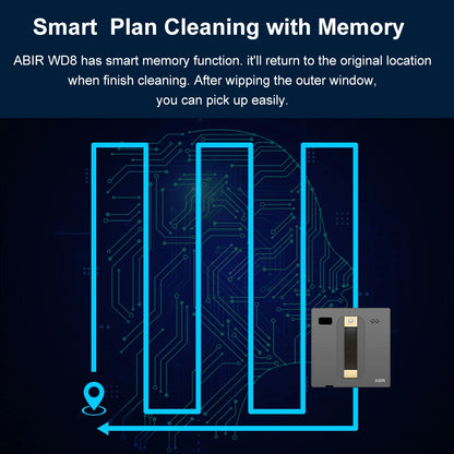 ABIR WD8 Robot Window Vacuum Cleaner,Dual Water Spray,Laser Sensor,Smart Home Glass Wall Wet Dry Cleaning ,APP&Remote Control.ABIR WD8 Robot Window Vacuum Cleaner, Dual Water Spray, Capteur laser, Nettoyage sec mural à sec en verre domestique intelligent,