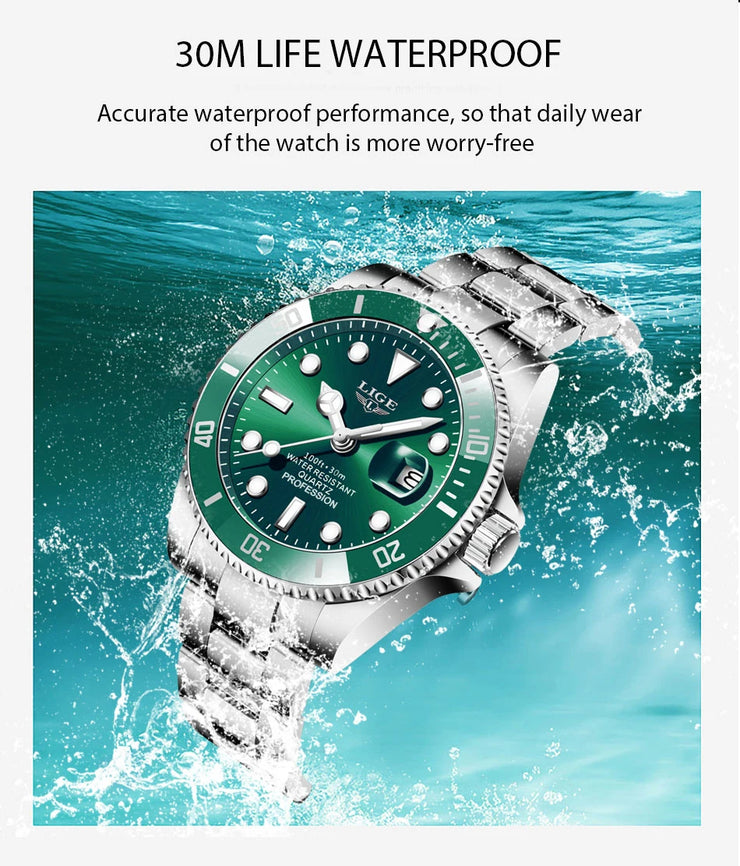 Montre Homme LIGE Luxe Étanche 30ATM Quartz