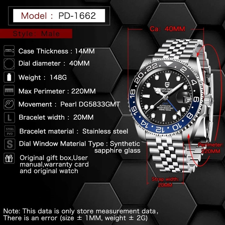 Montre Homme PAGANI DESIGN GMT Automatique 40mm Céramique