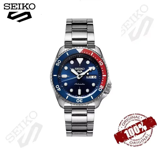 Original SEIKO Watch 5 Sports Series automatic Waterproof Steel Band Round Rotatable Quartz Classic Fashion Wristwatches.Montre SEIKO originale 5 Sports Series automatique acier imperméable Bande en acier rond Quartz classique Montres-poignet de mode.
