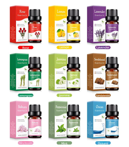 18 Flavors Essential Oils for Aroma Diffuser Air Humidifier Home Water-soluble 10ml Air Freshener Scents Fragrance Oil Perfume.18 saveurs Huiles essentielles pour diffuseur d'arôme Humidificateur d'air Home 10ml Air-soluble Air Freshener parfums .