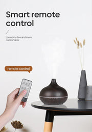 High Quality 500ml Aromatherapy Essential Oil Diffuser Wood Grain Remote Control Ultrasonic Air Humidifier with 7 Colors Light.Humidifier à air ultrasonique de haute qualité 500ml Humidifier à huile essentielle d'aromathérapie avec 7 couleurs.
