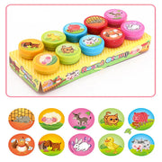10pcs Assorted Stamps pour enfants Self-ink Stamps Enfants Stamps Smiley Face Sealbooking Diy Painting Photo Album Decor