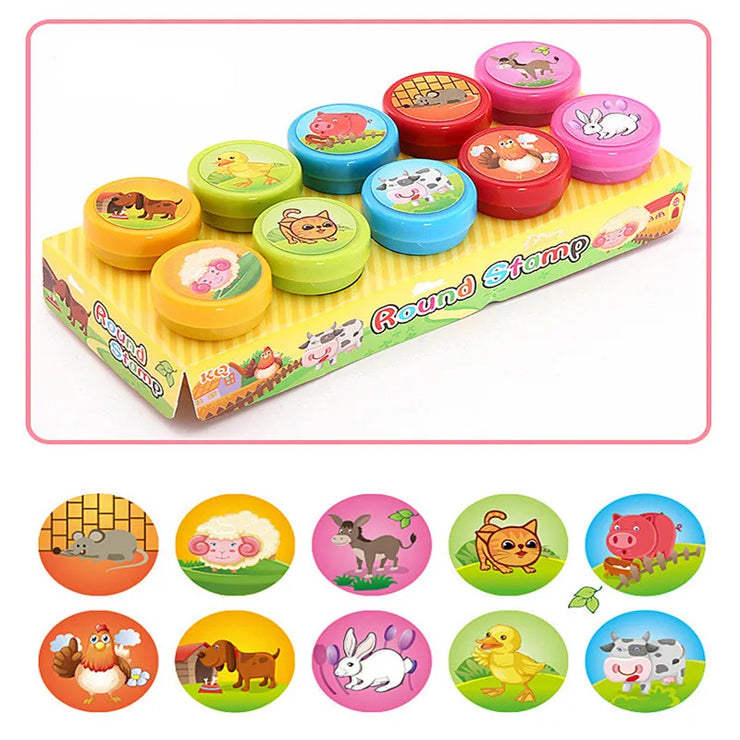 10pcs Assorted Stamps pour enfants Self-ink Stamps Enfants Stamps Smiley Face Sealbooking Diy Painting Photo Album Decor