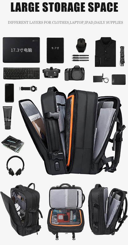 BANGE Travel Backpack Men Business Backpack School Expandable USB Bag Large Capacity 17.3 Laptop Waterproof Fashion Backpack.BANGE Travel Backpack Hommes Backpack School Sac USB Expansible Grande capacité 17,3 Laptop Waterproof Fashion Backpack.