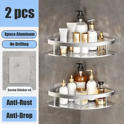 Bathroom Shelf No Drill Wall Mounted Shampoo Bottle Shower Corner Rack Toilet Storage Rack Aluminum Bathroom Kitchen Accessories. Acce Salle de bain Pas de mur de forage Bottle Shower Bottle Bottle Coin Toilet Rangement Rack Salle de bain Aluminium Access