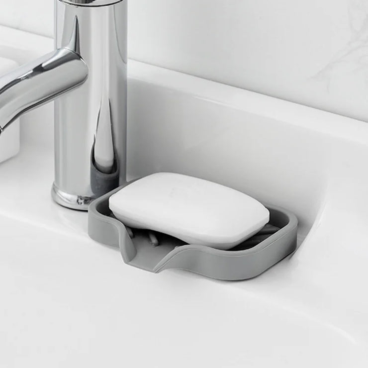 Sink Silicone Tray With Drain Soap Sponge Storage Holder Countertop Sink Scrubber Brush Soap Storage Rack Kitchen Organizer.Plateau en silicone évier avec porte-soupe de drainage porte-sorfière porte-éponge porte-éclaboussures en éclaboussures Brosse-soup