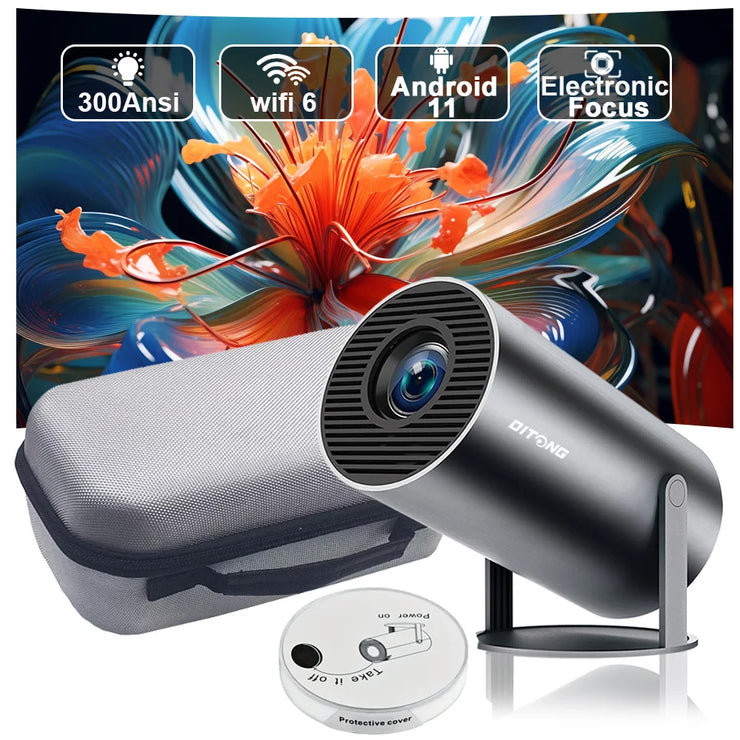 DITONG HY300 Plus HD Projector portatil 4K 1280x720P Android  LED Video Home Theater Cinema Phone mini Proyector Movie HY300 pro.DITONG HY300 Plus Projeteur HD portatil 4K 1280x720P Android LED Vidéo Home cinéma cinéma Mini Téléphone Proyector Movie HY300