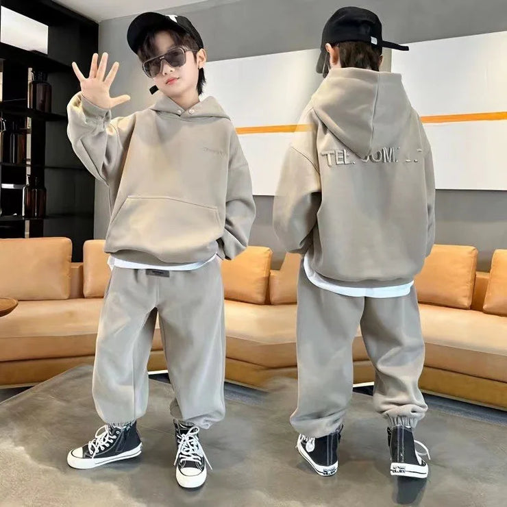 Autumn Children Boy Clothes Set Teenage Girls Letter Hoodies Pullover and Pants Suit Kid Sweatshirts Top and Bottom Tracksuits