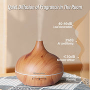 High Quality 500ml Aromatherapy Essential Oil Diffuser Wood Grain Remote Control Ultrasonic Air Humidifier with 7 Colors Light.Humidifier à air ultrasonique de haute qualité 500ml Humidifier à huile essentielle d'aromathérapie avec 7 couleurs.