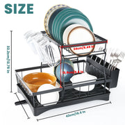Large 2-tier dish drying rack for kitchen countertops, removable large-capacity dish draining rack.Grande grille de séchage à 2 niveaux pour comptoirs de cuisine, porte-dépouille amovible à grande capacité.