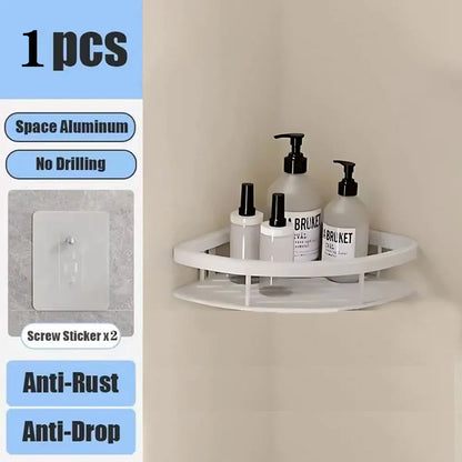Bathroom Shelf No Drill Wall Mounted Shampoo Bottle Shower Corner Rack Toilet Storage Rack Aluminum Bathroom Kitchen Accessories. Acce Salle de bain Pas de mur de forage Bottle Shower Bottle Bottle Coin Toilet Rangement Rack Salle de bain Aluminium Access