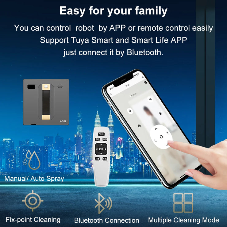 Robot Nettoyeur de Vitres ABIR WD8 Intelligent avec Télécommande & App