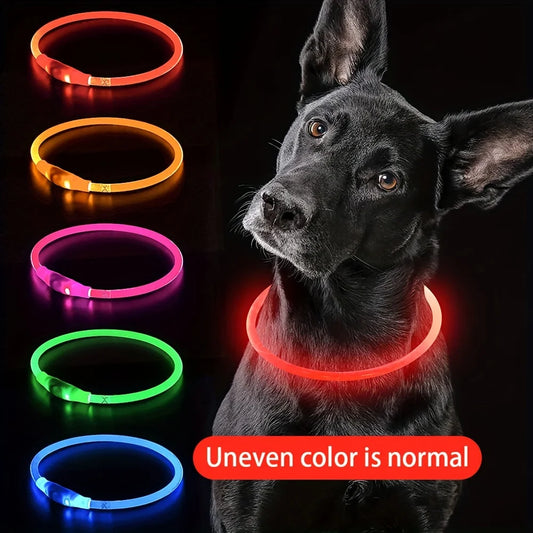 Pet Dog LED Light Collar Luminous Anti-Lost Dog Collar USB Rechargeable Dog Necklace Collar  Pièce de chien Collier léger LED Lumineux Collier de chien anti-perdu USB Collier de chien rechargeable