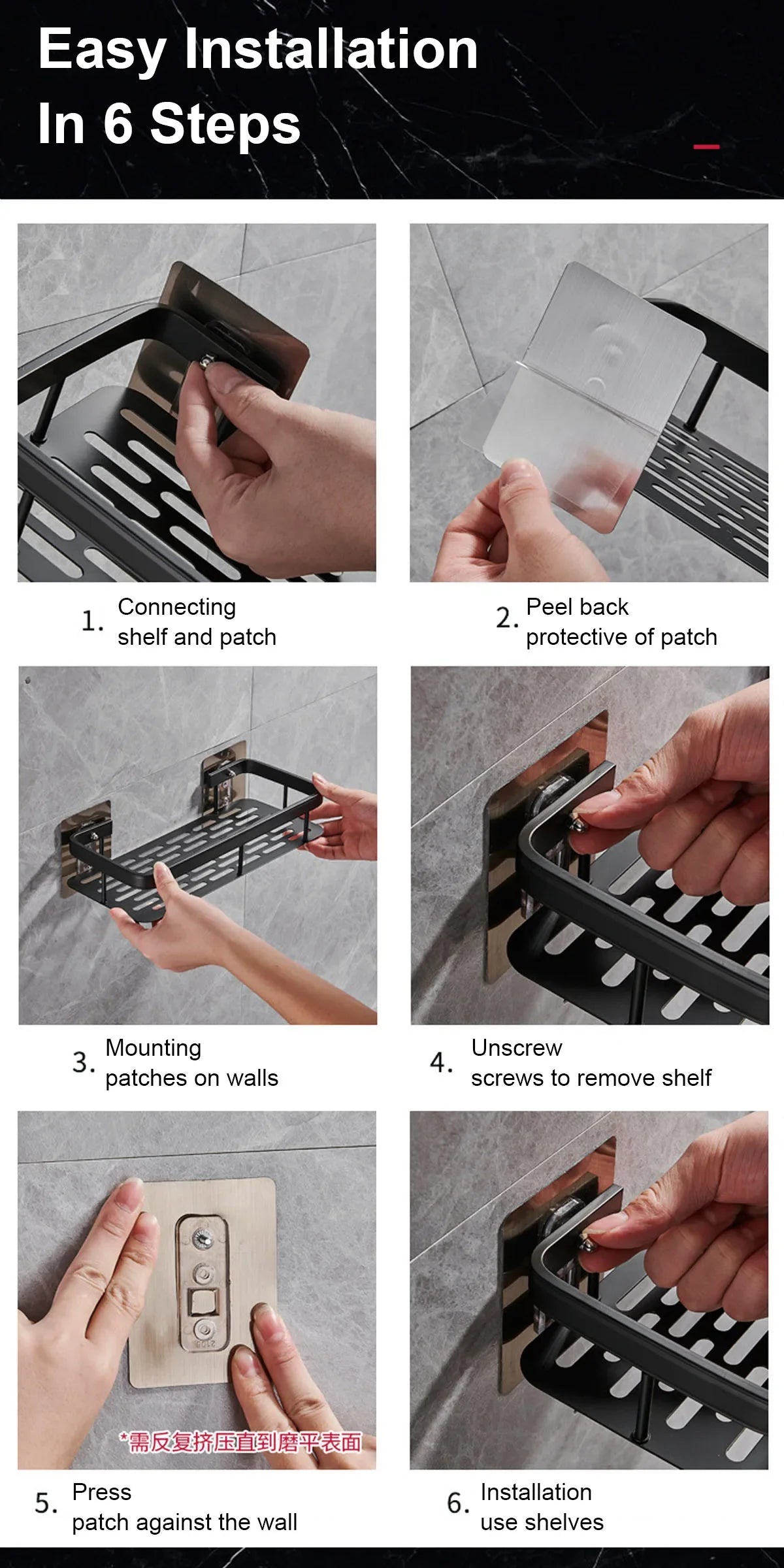 Bathroom Shelf No Drill Wall Mounted Shampoo Bottle Shower Corner Rack Toilet Storage Rack Aluminum Bathroom Kitchen Accessories. Acce Salle de bain Pas de mur de forage Bottle Shower Bottle Bottle Coin Toilet Rangement Rack Salle de bain Aluminium Access