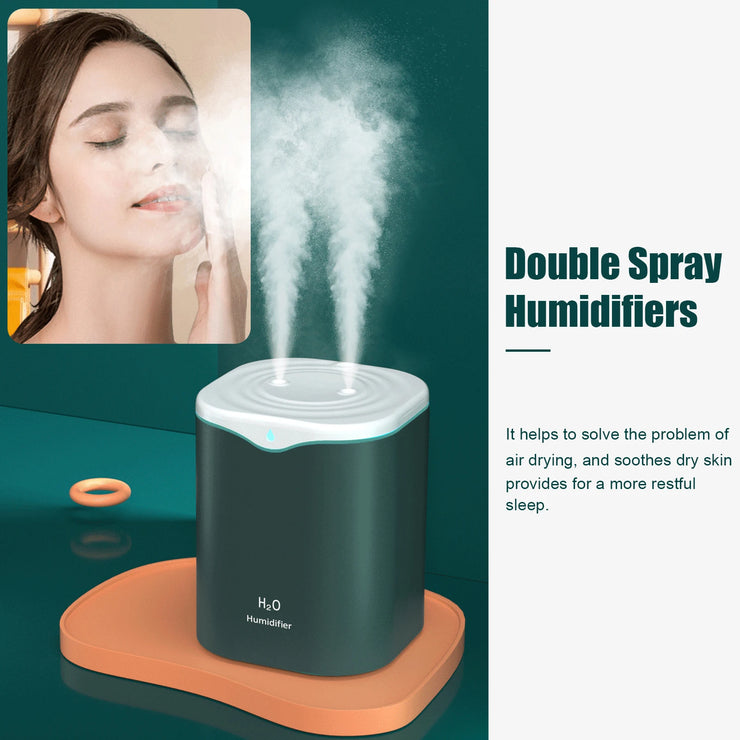 Humidificateur Portable 2L Double Jet LED Silencieux
