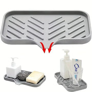 Sink Silicone Tray With Drain Soap Sponge Storage Holder Countertop Sink Scrubber Brush Soap Storage Rack Kitchen Organizer.Plateau en silicone évier avec porte-soupe de drainage porte-sorfière porte-éponge porte-éclaboussures en éclaboussures Brosse-soup