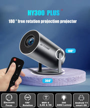 DITONG HY300 Plus HD Projector portatil 4K 1280x720P Android  LED Video Home Theater Cinema Phone mini Proyector Movie HY300 pro.DITONG HY300 Plus Projeteur HD portatil 4K 1280x720P Android LED Vidéo Home cinéma cinéma Mini Téléphone Proyector Movie HY300