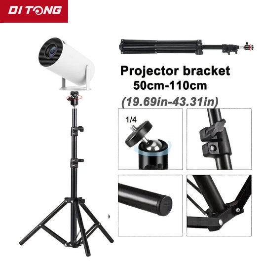 DITONG 110cm 1/4 screw hole Universal Portable Bracket for magcubic HY300 pro Projector Tripod Stand Mount  HY320 mini projector.DITONG 110cm 1/4 trou vissable universel support portable pour magcubic HY300 pro Projector Montage de trépied HY320 mini proj