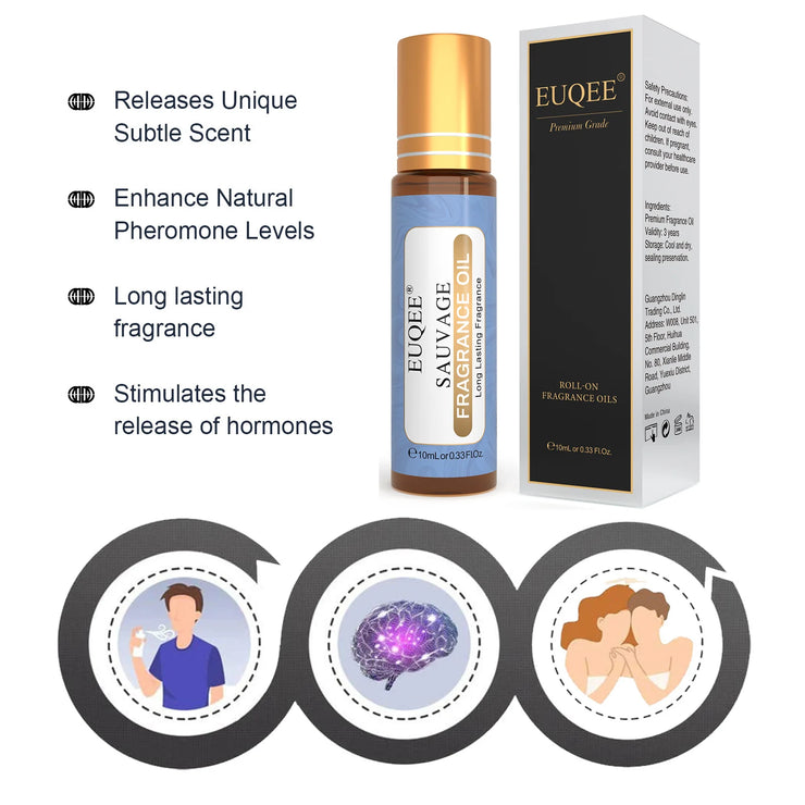 EUQEE 10ml Premium Men's Fragrance Oil For Car Diffuser Aromatherapy Vanilla Musk Leather Amber Romance Aroma Essential Oils.Huile de parfum pour hommes haut de gamme EUQEE 10ml pour l'aromathérapie de diffuseur de voiture Vanilla Musk Cuir Amber Romance
