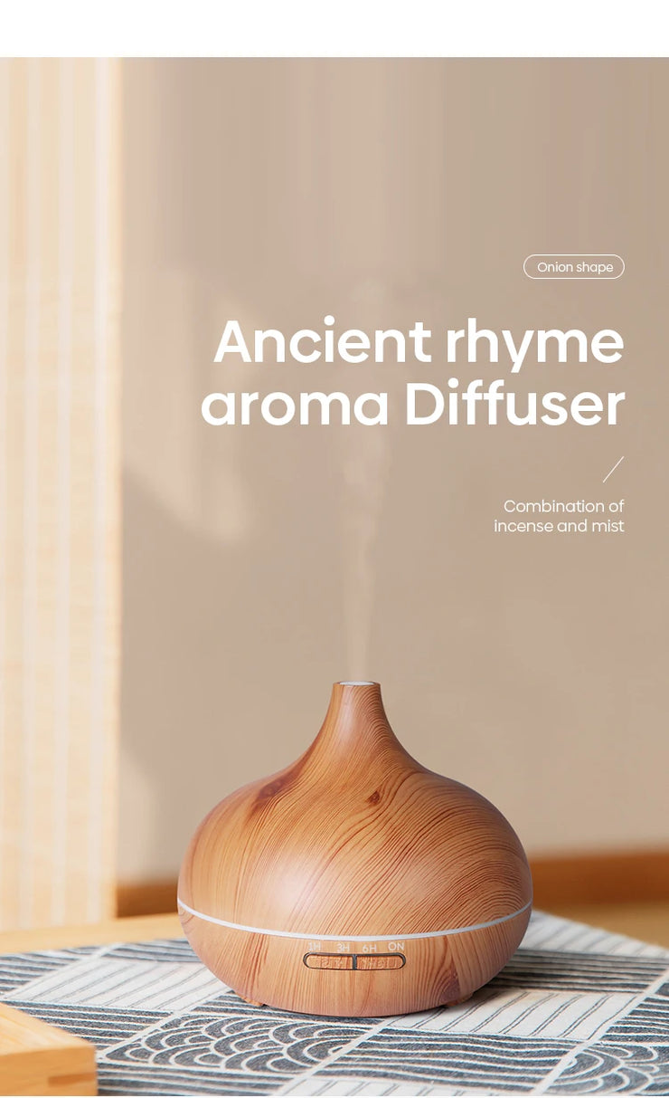 High Quality 500ml Aromatherapy Essential Oil Diffuser Wood Grain Remote Control Ultrasonic Air Humidifier with 7 Colors Light.Humidifier à air ultrasonique de haute qualité 500ml Humidifier à huile essentielle d'aromathérapie avec 7 couleurs.