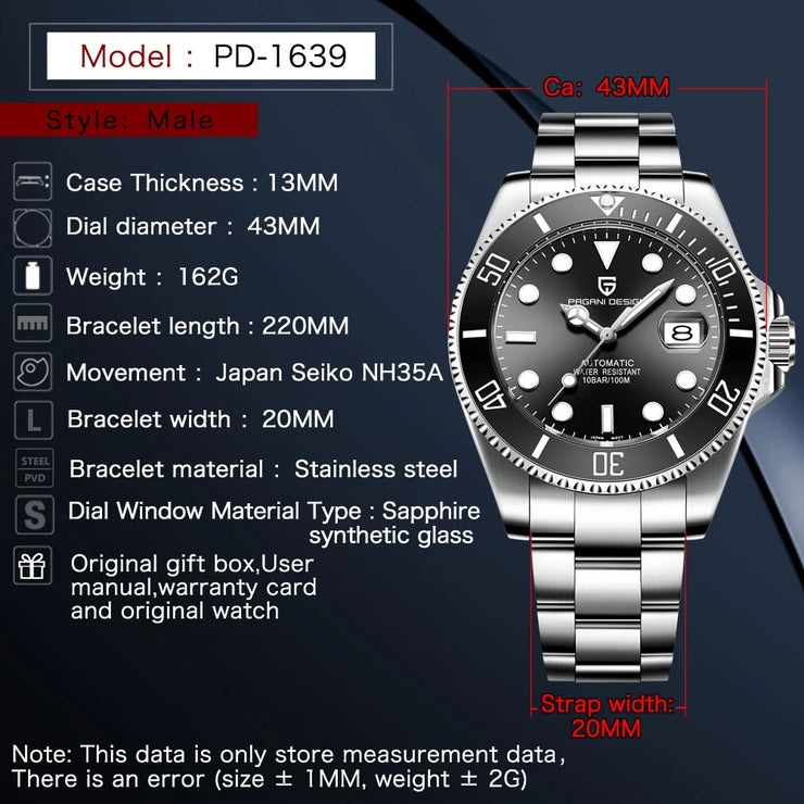 Montre Homme PAGANI DESIGN PD-1639 Automatique NH35A