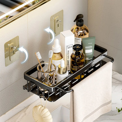 Bathroom Shelf No Drill Wall Mounted Shampoo Bottle Shower Corner Rack Toilet Storage Rack Aluminum Bathroom Kitchen Accessories. Acce Salle de bain Pas de mur de forage Bottle Shower Bottle Bottle Coin Toilet Rangement Rack Salle de bain Aluminium Access