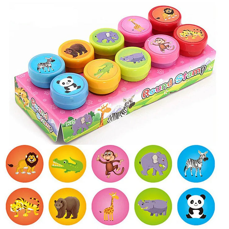 10pcs Assorted Stamps pour enfants Self-ink Stamps Enfants Stamps Smiley Face Sealbooking Diy Painting Photo Album Decor