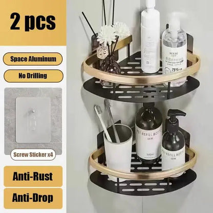Bathroom Shelf No Drill Wall Mounted Shampoo Bottle Shower Corner Rack Toilet Storage Rack Aluminum Bathroom Kitchen Accessories. Acce Salle de bain Pas de mur de forage Bottle Shower Bottle Bottle Coin Toilet Rangement Rack Salle de bain Aluminium Access