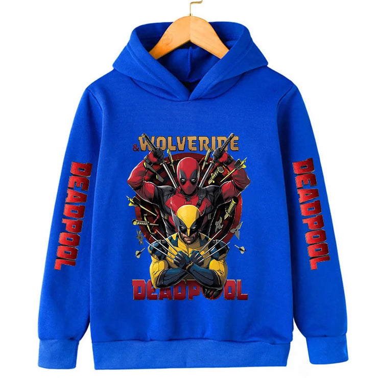 Deadpool & Wolverine Children Hoodies Girl Boy Kids Pullover Autumn Winter Clothing Cartoons Casual Clothes Kid Tops Sweatshirts