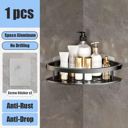 Bathroom Shelf No Drill Wall Mounted Shampoo Bottle Shower Corner Rack Toilet Storage Rack Aluminum Bathroom Kitchen Accessories. Acce Salle de bain Pas de mur de forage Bottle Shower Bottle Bottle Coin Toilet Rangement Rack Salle de bain Aluminium Access