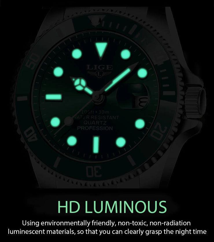 Montre Homme LIGE Luxe Étanche 30ATM Quartz