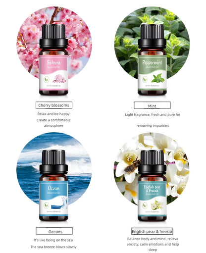 18 Flavors Essential Oils for Aroma Diffuser Air Humidifier Home Water-soluble 10ml Air Freshener Scents Fragrance Oil Perfume.18 saveurs Huiles essentielles pour diffuseur d'arôme Humidificateur d'air Home 10ml Air-soluble Air Freshener parfums .