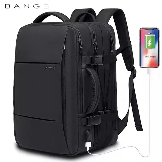 BANGE Travel Backpack Men Business Backpack School Expandable USB Bag Large Capacity 17.3 Laptop Waterproof Fashion Backpack.BANGE Travel Backpack Hommes Backpack School Sac USB Expansible Grande capacité 17,3 Laptop Waterproof Fashion Backpack.