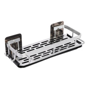 Space-Saving Kitchen Sink Organizer, Wall-Mounted Drain Rack with Drip Tray, 2 Hooks, Aluminum and Plastic Design for Neat and D.Organisateur d'évier de cuisine peu encombrant, rack de drainage mural avec bac à goutte, 2 crochets, design en aluminium.