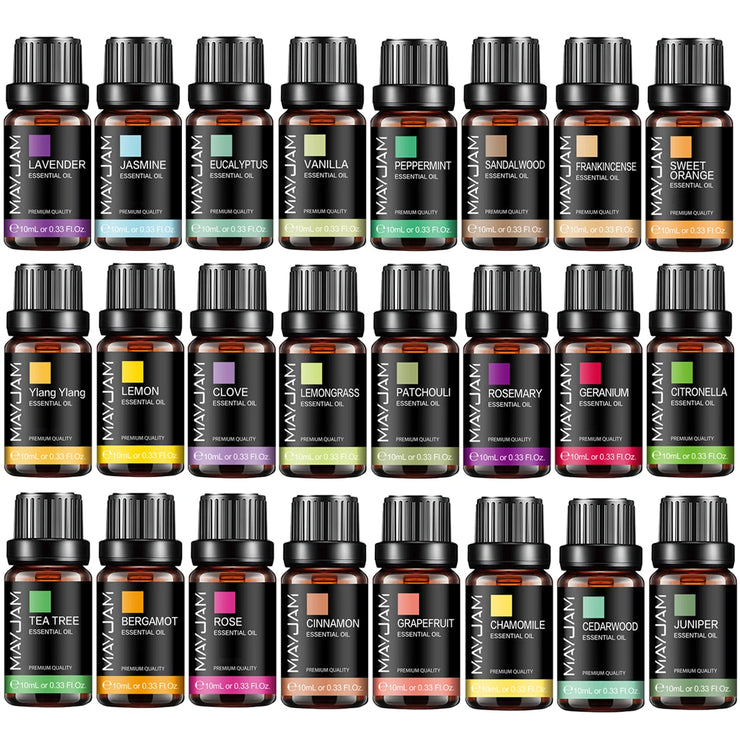 MAYJAM 10ML Essential Oil Lavender Jasmine Eucalyptus Vanilla Sandalwood Bergamot Rosemary Citronella Cinnamon Fragrance Oil.huile essentielle de lavande jasmin huile essentielle de lavande  huile de parfum de bergamote  huile de parfum de bergamote  🍋