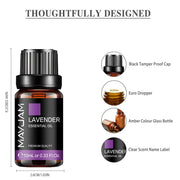 MAYJAM 10ML Essential Oil Lavender Jasmine Eucalyptus Vanilla Sandalwood Bergamot Rosemary Citronella Cinnamon Fragrance Oil.huile essentielle de lavande jasmin huile essentielle de lavande  huile de parfum de bergamote  huile de parfum de bergamote  🍋