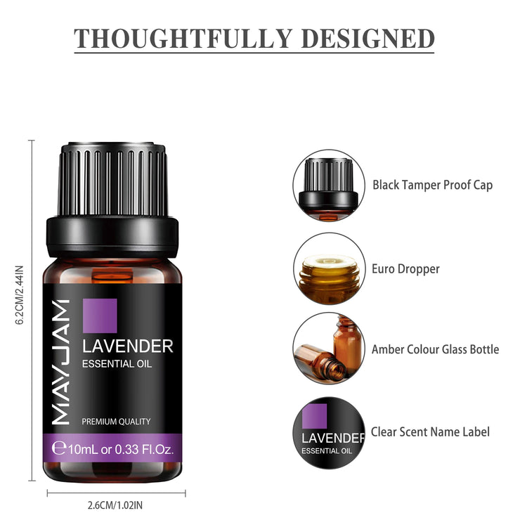 MAYJAM 10ML Essential Oil Lavender Jasmine Eucalyptus Vanilla Sandalwood Bergamot Rosemary Citronella Cinnamon Fragrance Oil.huile essentielle de lavande jasmin huile essentielle de lavande  huile de parfum de bergamote  huile de parfum de bergamote  🍋
