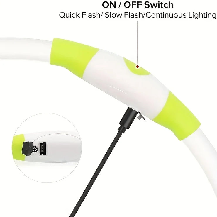 Collier Chien LED Lumineux Anti-Perte Rechargeable USB