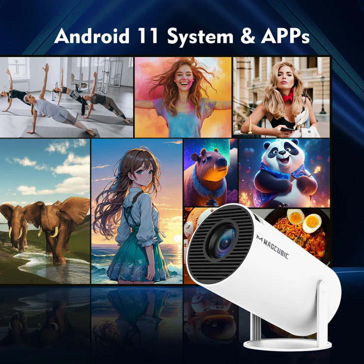 Magcubic Projector HY300 Pro 4K Android 11 Dual Wifi6 260ANSI Allwinner H713 BT5.0 1080P 1280*720P Home Cinema Outdoor Projetor.Projecteur de chargeur HY300 Pro 4K Android 11 Dual Wifi6 260ANSI Allwinner H713 BT5.0 1080P 1280*720P Home Cinema Outdoor Proj