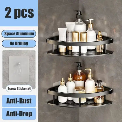Bathroom Shelf No Drill Wall Mounted Shampoo Bottle Shower Corner Rack Toilet Storage Rack Aluminum Bathroom Kitchen Accessories. Acce Salle de bain Pas de mur de forage Bottle Shower Bottle Bottle Coin Toilet Rangement Rack Salle de bain Aluminium Access