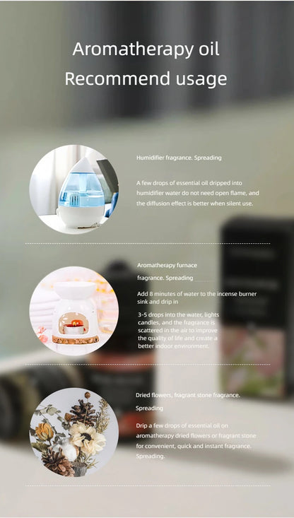 17 Flavors 10ml Essential Oils For Aroma Diffuser AirHumidifier Home Water-soluble Lavender Rose Eucalyptus  White Peach Oolong  17 Saveurs 10ml Huiles essentielles pour diffuseur d'arôme AirHumidifier Home Lavande soluble Rose Eucalyptus White Peach Oolo