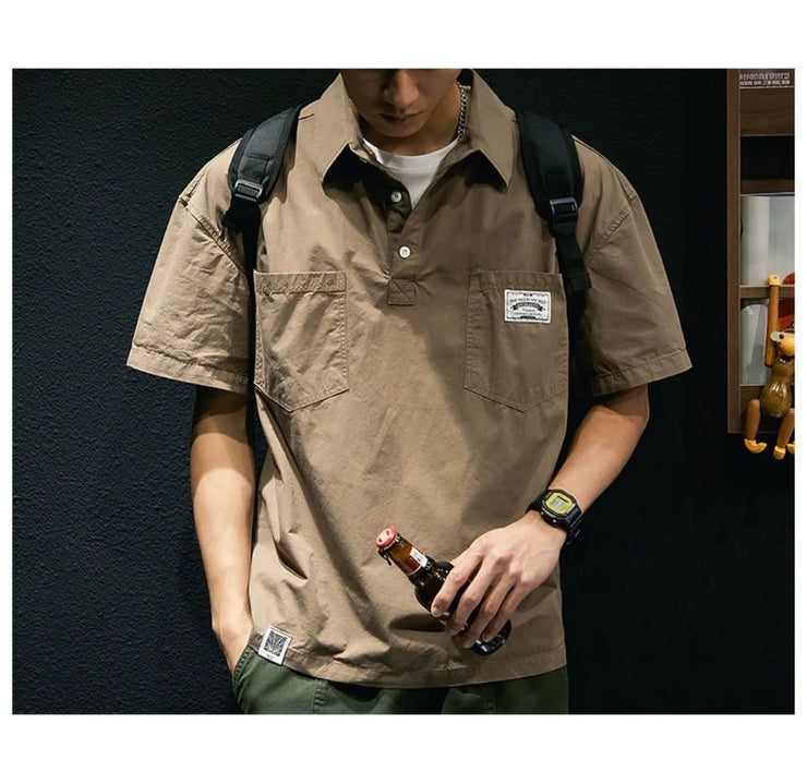 T-shirt Chemise Homme Été Style Décontracté Poche Grande Taille